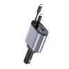 4-in-1 Retractable Car Charger Type C Retractable Cable USB-C 2port 20W ABS Electric Car Charger 20W PD Output
