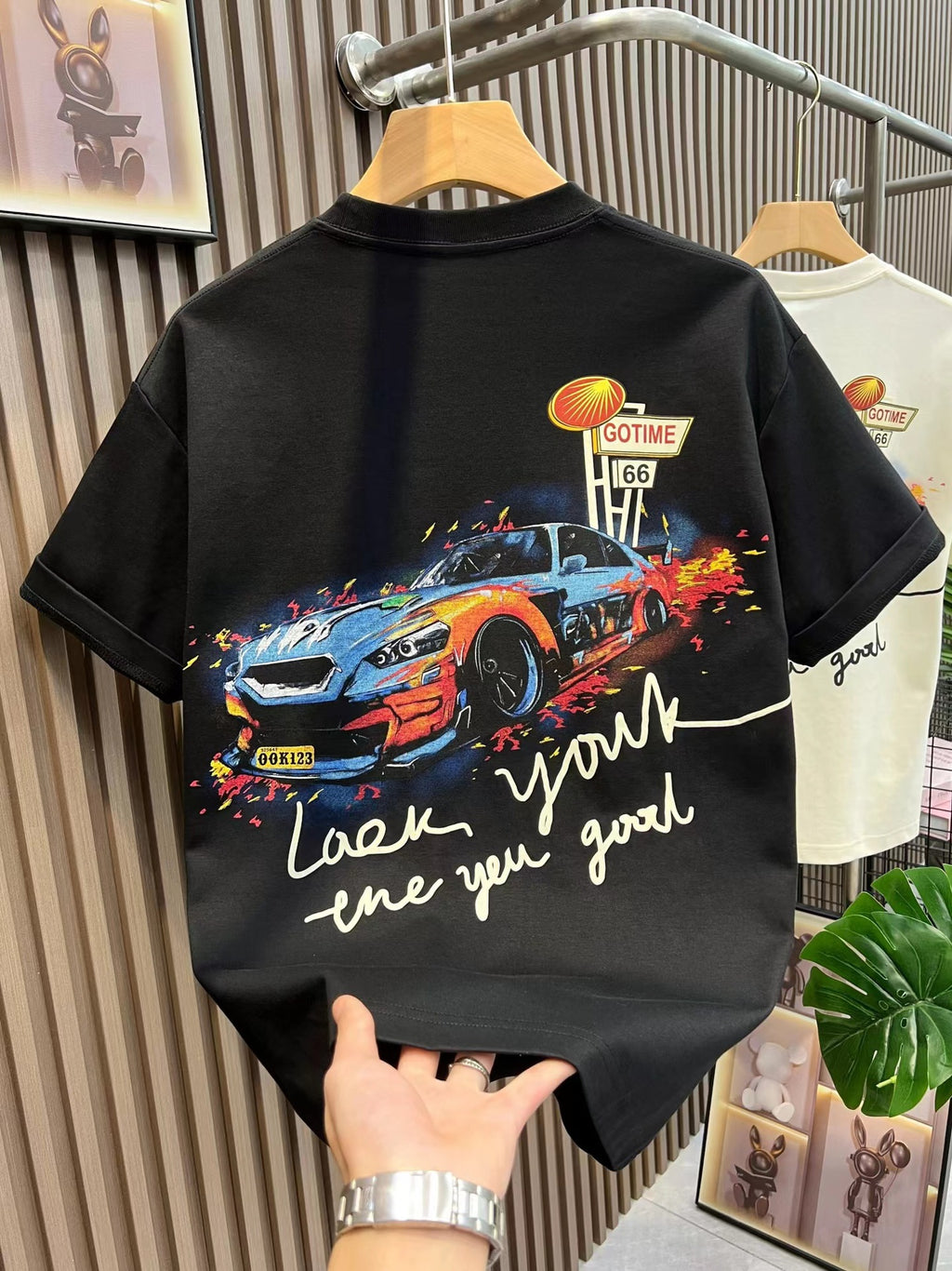 Trendy Pure Cotton Letter Short-Sleeve Men's Summer Loose Plus-Size Casual T-Shirt Stylish American Couple Top New Arrival
