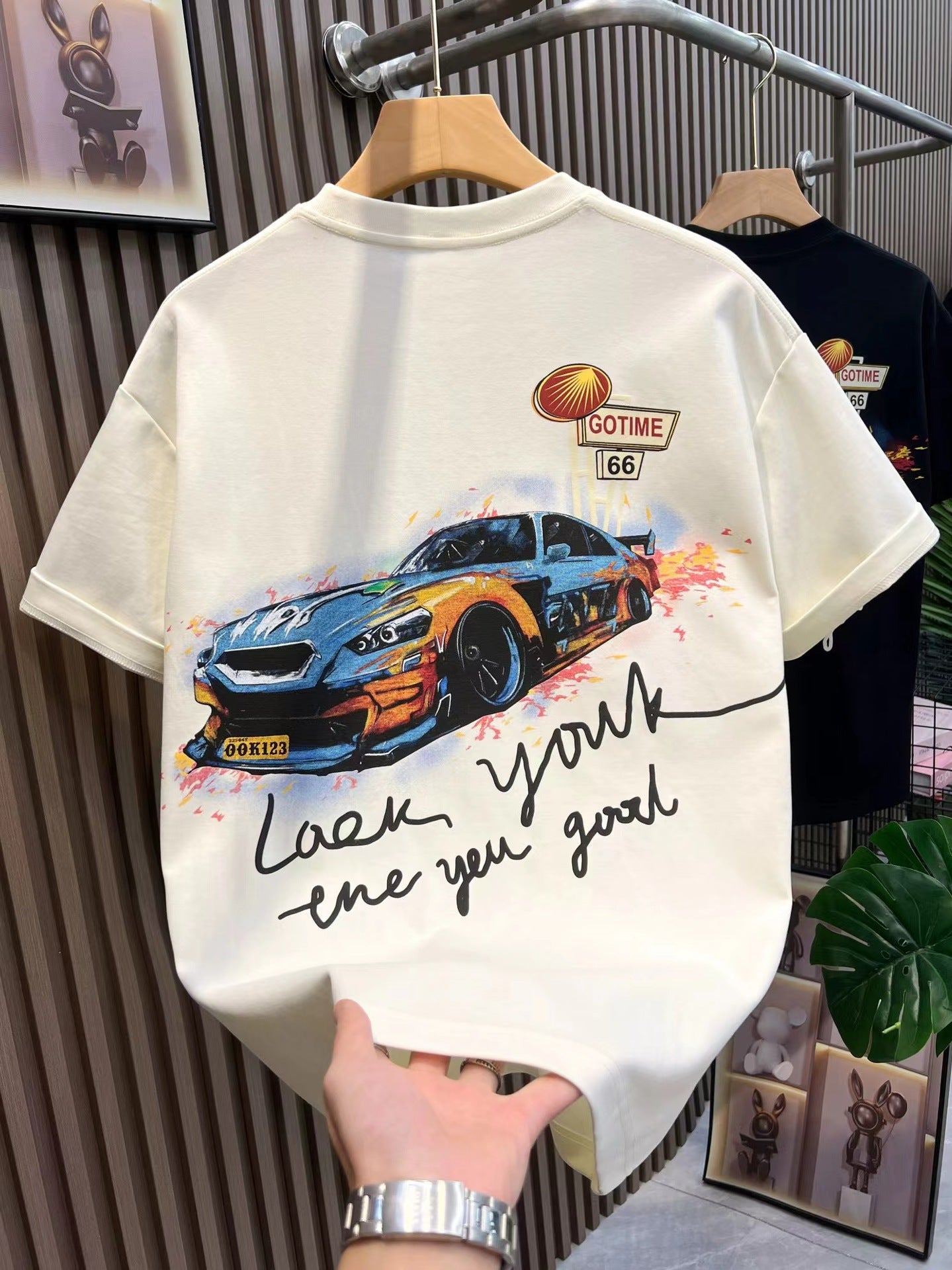 Trendy Pure Cotton Letter Short-Sleeve Men's Summer Loose Plus-Size Casual T-Shirt Stylish American Couple Top New Arrival