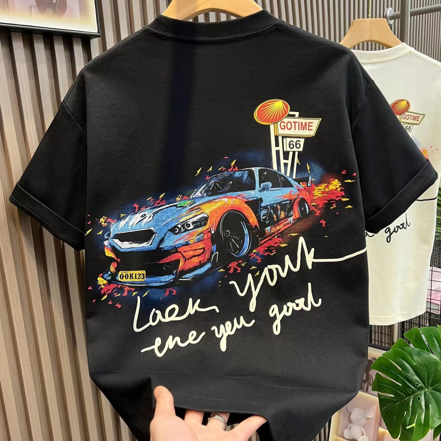 Trendy Pure Cotton Letter Short-Sleeve Men's Summer Loose Plus-Size Casual T-Shirt Stylish American Couple Top New Arrival