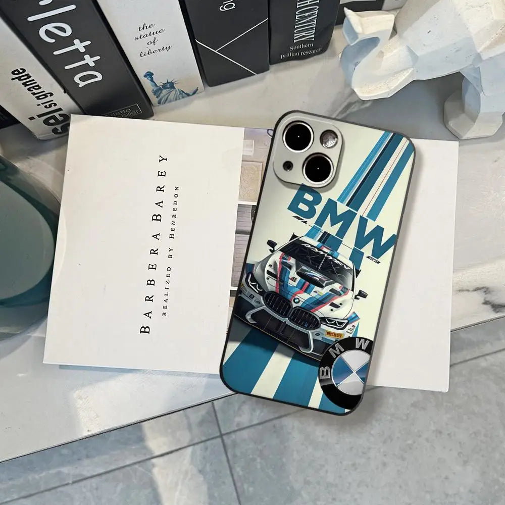 B-BMW-W Fashion  Phone Case For iPhone 17 Air 16 15 14 Plus 13 12 11 Pro Max 16e Shockproof HD Clear Back Cover