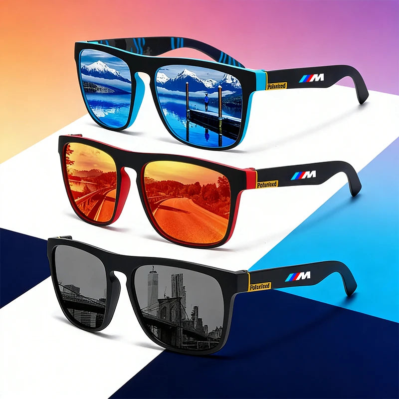 Sticker Decals For BMW M LOGO Fashion Vintage Square Polarized Sunglasses Driving Fishing Sun Glasses Driver's Eyewear UV