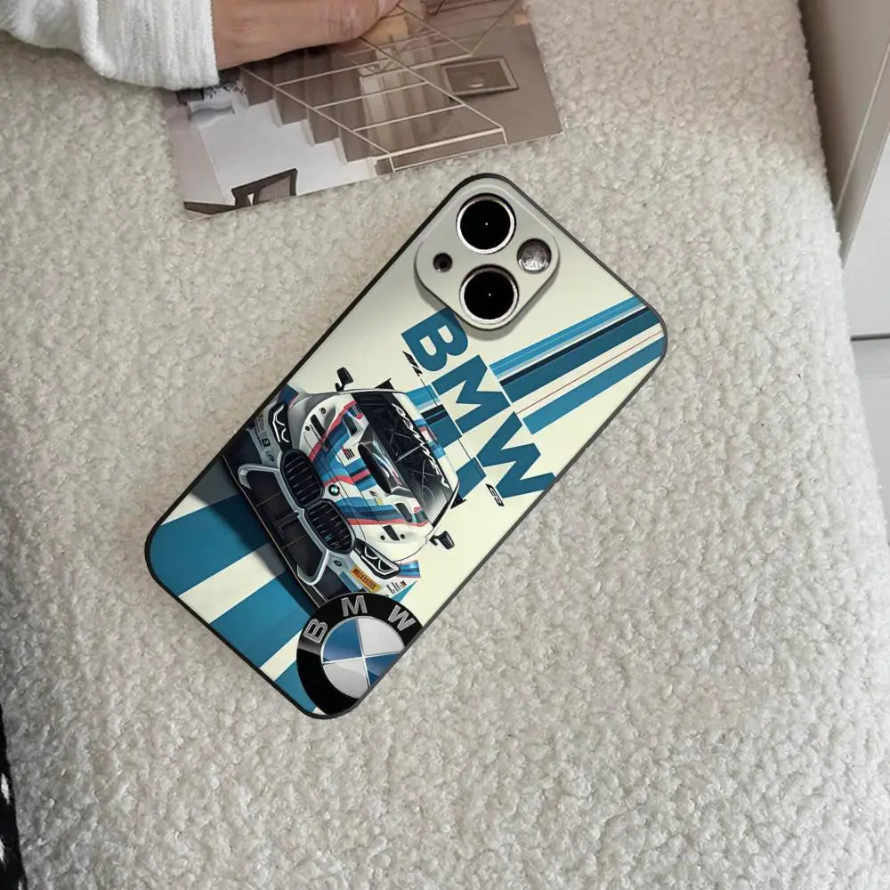 B-BMW-W Fashion  Phone Case For iPhone 17 Air 16 15 14 Plus 13 12 11 Pro Max 16e Shockproof HD Clear Back Cover