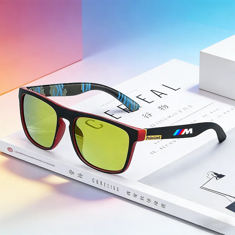 Sticker Decals For BMW M LOGO Fashion Vintage Square Polarized Sunglasses Driving Fishing Sun Glasses Driver's Eyewear UV