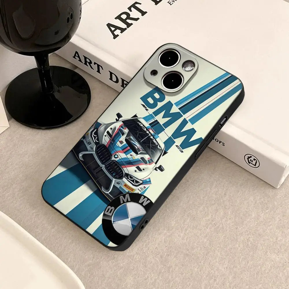 B-BMW-W Fashion  Phone Case For iPhone 17 Air 16 15 14 Plus 13 12 11 Pro Max 16e Shockproof HD Clear Back Cover