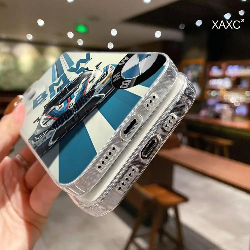 B-BMW-W Fashion  Phone Case For iPhone 17 Air 16 15 14 Plus 13 12 11 Pro Max 16e Shockproof HD Clear Back Cover