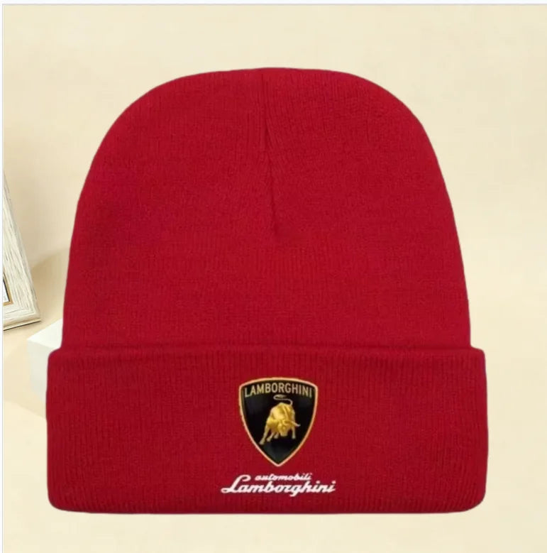 For Lamborghini Urus Huracan Aventador Premium-1 Warm Knitted Cap Hip Hop Bonnet Hat Autumn Winter Outdoor Beanies Hat Headrest