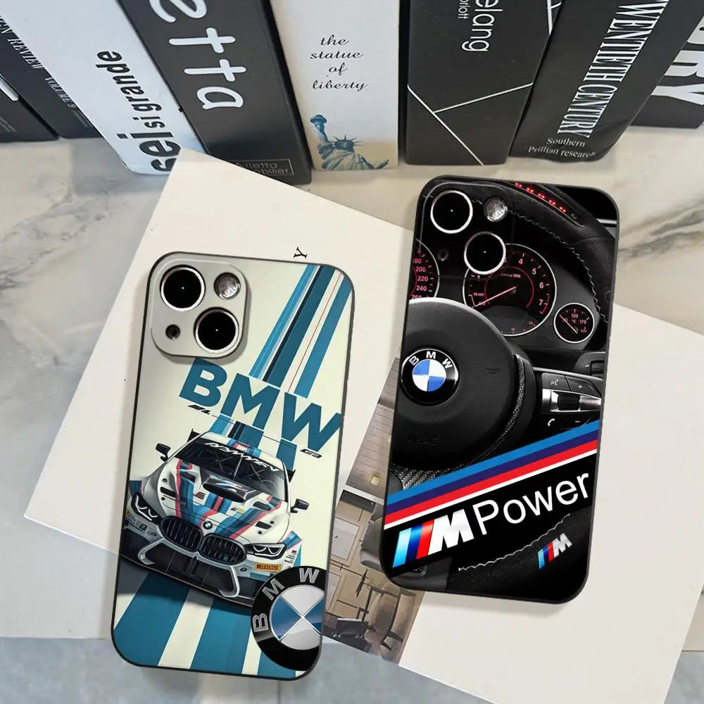 B-BMW-W Fashion  Phone Case For iPhone 17 Air 16 15 14 Plus 13 12 11 Pro Max 16e Shockproof HD Clear Back Cover