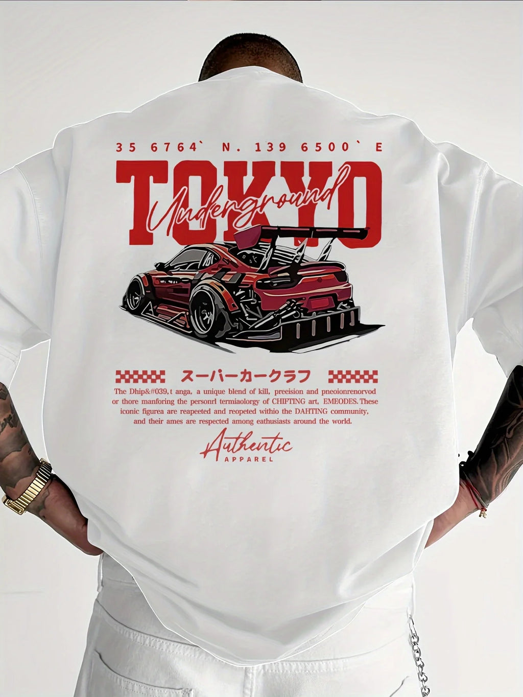 Stylish JDM Inspired Tee Featuring Widebody Car Graphic and "Tokyo" Bold Lettering 100% Cotton Men's T-shirt Summer Streetwear