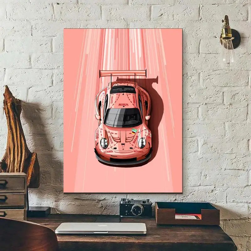 Poster Canvas Painting Wall Art Racer Posters Aesthetic Motorsport For Living Room Boys Home Decor 1PC Modern Cartoon Racing Car