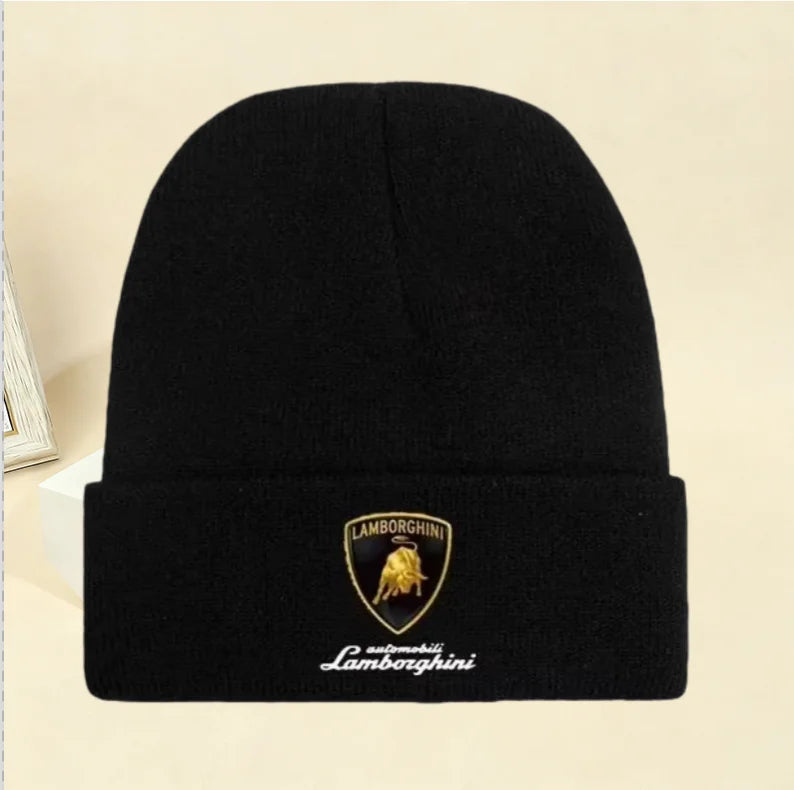 For Lamborghini Urus Huracan Aventador Premium-1 Warm Knitted Cap Hip Hop Bonnet Hat Autumn Winter Outdoor Beanies Hat Headrest
