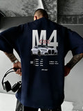 White M4 CSL Car Art and Bold Text 100% Cotton Men's T-shirt Summer Streetwear