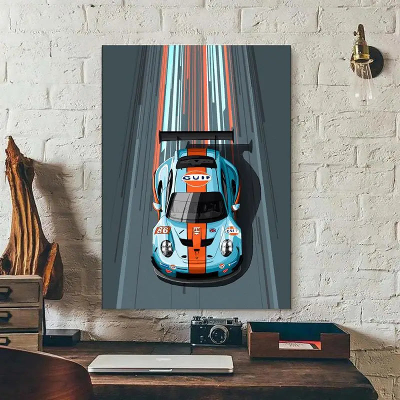 Poster Canvas Painting Wall Art Racer Posters Aesthetic Motorsport For Living Room Boys Home Decor 1PC Modern Cartoon Racing Car